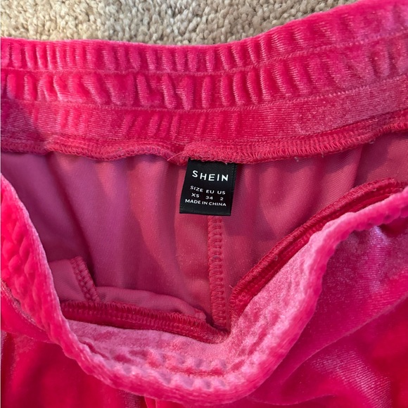 SHEIN EZwear Y2k Hot Pink Velvet Tracksuit Zip-up Hoodie & Pants Womens Size XS - Picture 12 of 14